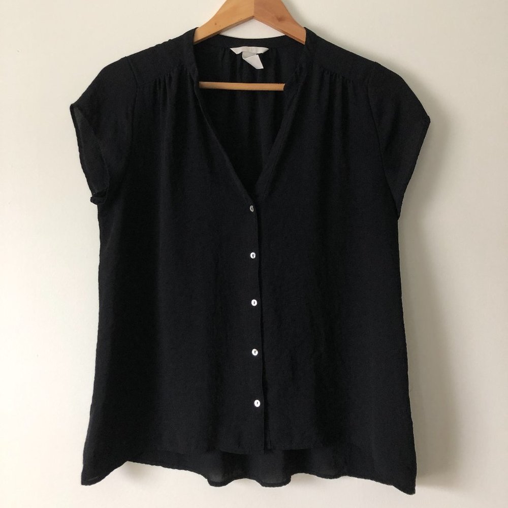 H&M, Black lightweight, button up blouse, size 6